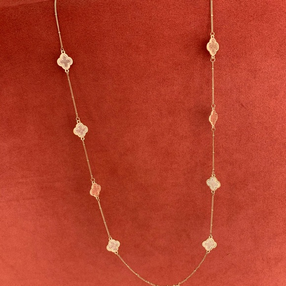 Gold filigree clover layering long charm necklace - Picture 4 of 6